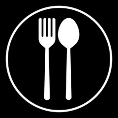 Spoon, fork.Illustration vector icon. Flat style - Vector