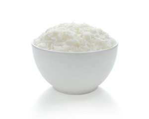 rice in bowl isolated on white background