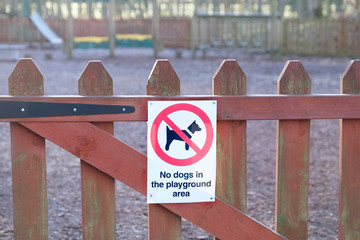 No dogs allowed sign gate children kids play park ground area danger