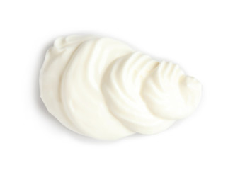 Delicious sour cream on white background. Dairy product