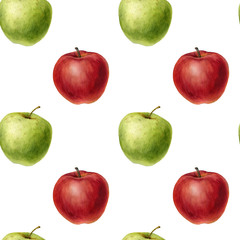 watercolor drawing seamless pattern with apples