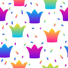 Abstract rainbow seamless pattern background. Modern swatch paint for birthday card, party invitation, sale wallpaper, holiday wrapping paper, fabric, bag print, t shirt, workshop advertising