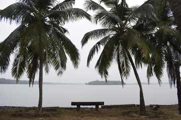 Kannur, Kerala, India: December 15, 2018 - Kavvayi backwaters view.