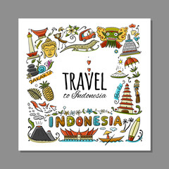 Travel to Indonesia. Greeting card for your design