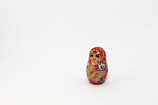 Cute Mini matryoshka, Russian dolls Isolated on white background. 