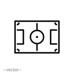 Soccer field icon, linear stadium sign, vector illustration of Eps10