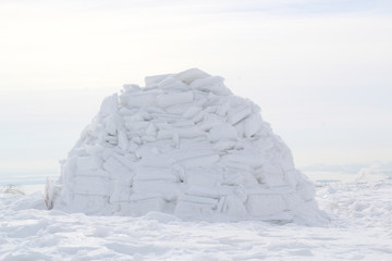 Winter dwelling of Eskimos. Igloo. Eskimos village
