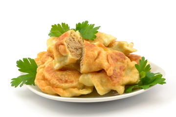 podsmażane pierogi z kapustą i mięsem
