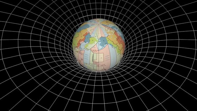 Earth timezones planet rotation space time bend pit funnel seamless loop animation background New quality universal science cool nice 4k 3d stock video footage