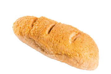 Fresh delicious baguette, bread on white background
