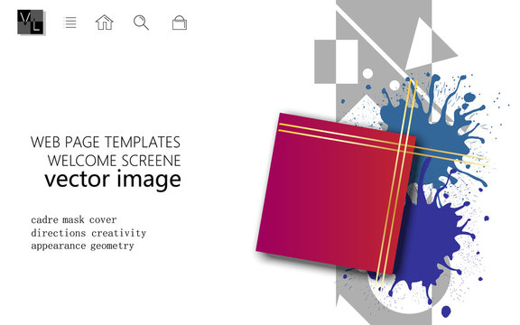 Web page templates welcome screene white background horizontal orientation