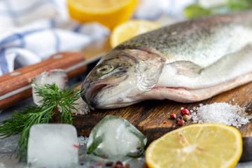 Preparation of rainbow trout.