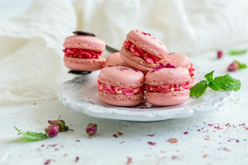 Traditional French pastry. Macarons.