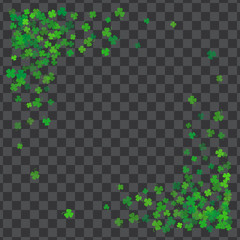 Frame or border of random scatter clover leaves