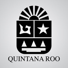 Silhouette of Quintana Roo Coat of Arms. Mexican State. Vector illustration
