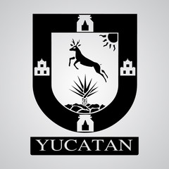 Silhouette of Yucatan Coat of Arms. Mexican State. Vector illustration