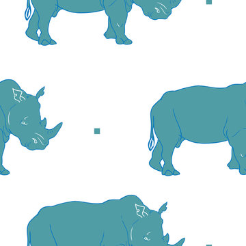 Rhino green vector seamless pattern