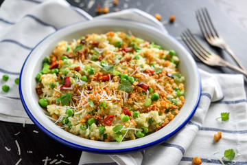 Easy peasy risotto chilli mint crumbs