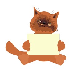 nice cat with paper or board for your text 
