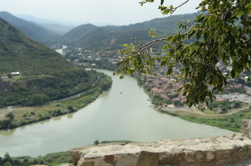 mountains, confluence of two rivers in Georgia