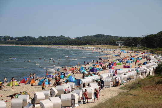 Holiday at beach in Göhren at Island of Rügen, Baltic Sea Germany 