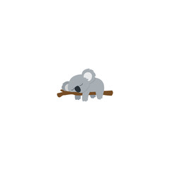 Lazy koala sleeping on a branch flat design, vector illustration © Totostarkk9456