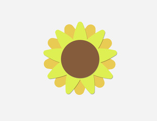 A yellow cool sunflower made of paper vector on white background illustration