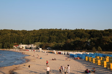 Fototapeta premium Beach Holiday in Binz on Island Rügen at Baltic Sea in Germany