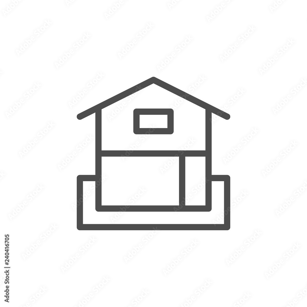 Sticker house scheme line icon