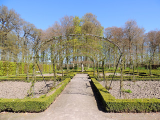 Horizontal trellis, pergola in the garden