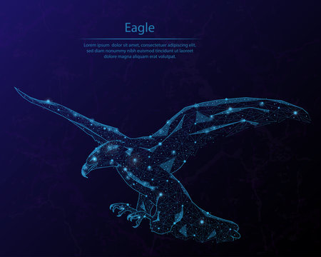 Abstract image of a eagle in the form of the constellation. Consisting of points and lines.