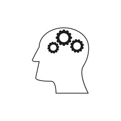 Head with Cogwheels work icons come up idea