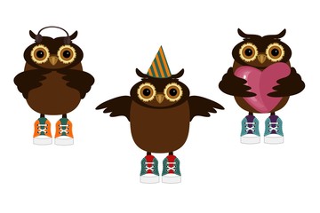 nice owls on white background 