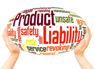Product Liability word cloud hand sphere concept - obrazy, fototapety, plakaty