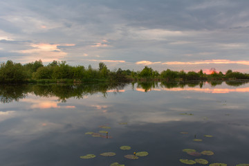 Reflection of the sky in the lake after a thunderstorm