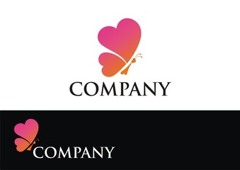 Colored butterfly logo with love concept 