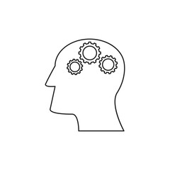 Head with Cogwheels work icons come up idea