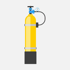 icon oxygen cylinder, flat design, vector image