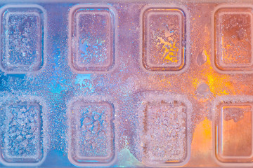 Pattern on the ice tray. Ice pattern texture