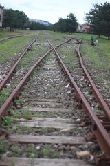 train rails perspective. railway transportation
