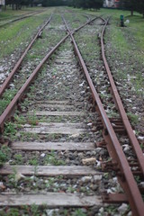 Fototapeta na wymiar train rails perspective. railway transportation