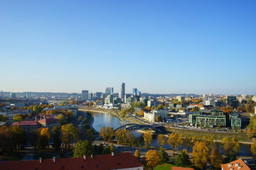 Fototapeta na wymiar Autumn panorama of Vilnius, Lithuania