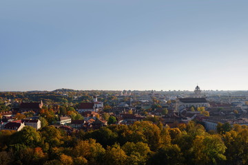 Obraz premium Autumn panorama of Vilnius, Lithuania