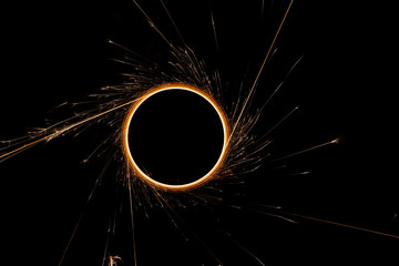 beautiful sparkler in a circle on a black background