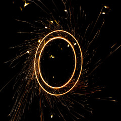 beautiful sparkler in a circle on a black background