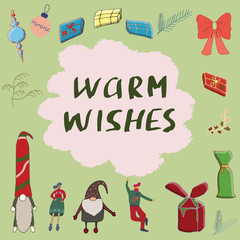 Festive character illustration with a note.