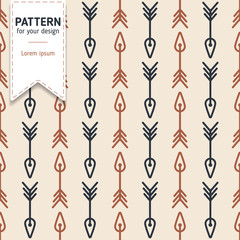 Seamless pattern with arrows. Stylish background in bohemian style. Abstract ethnic ornament, perfect for textile, print, fabric, fashion, design