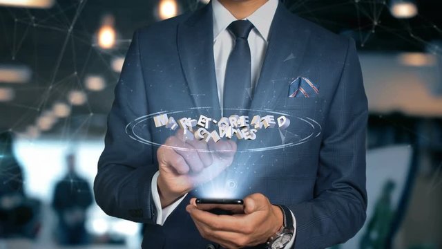 Businessman Hologram Economics - Market-oriented activities