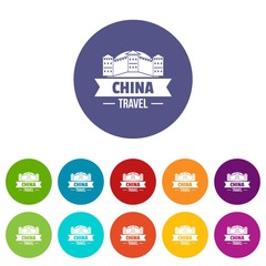 China building icons color set vector for any web design on white background