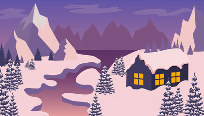 Vector illustration of a winter landscape